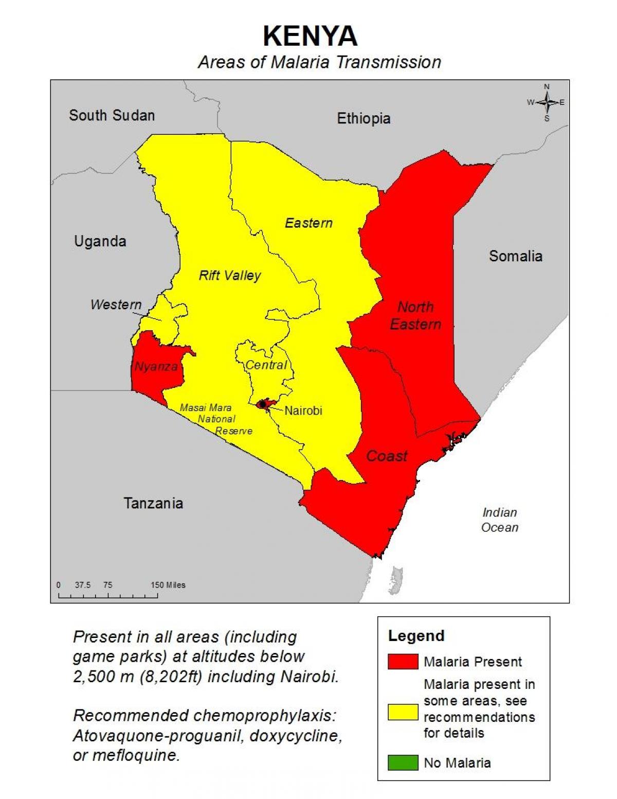 карта Кенії малярією