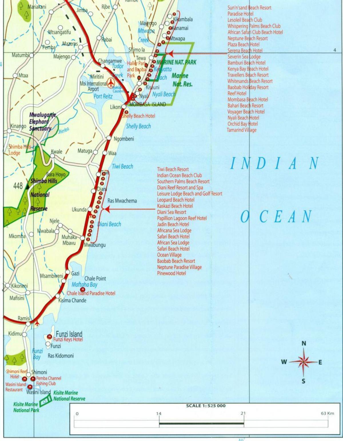 карта узбережжя Кенії 