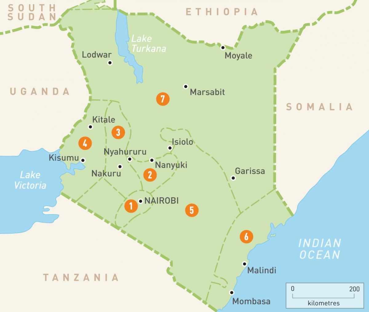 карта Кенії показує провінціях