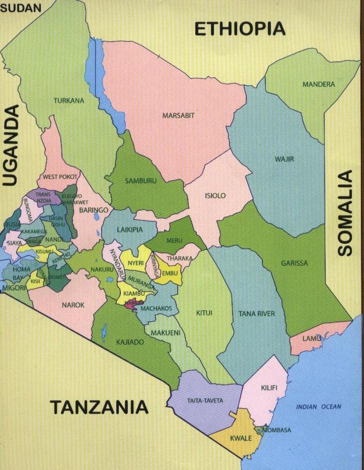округах Кенії на карті