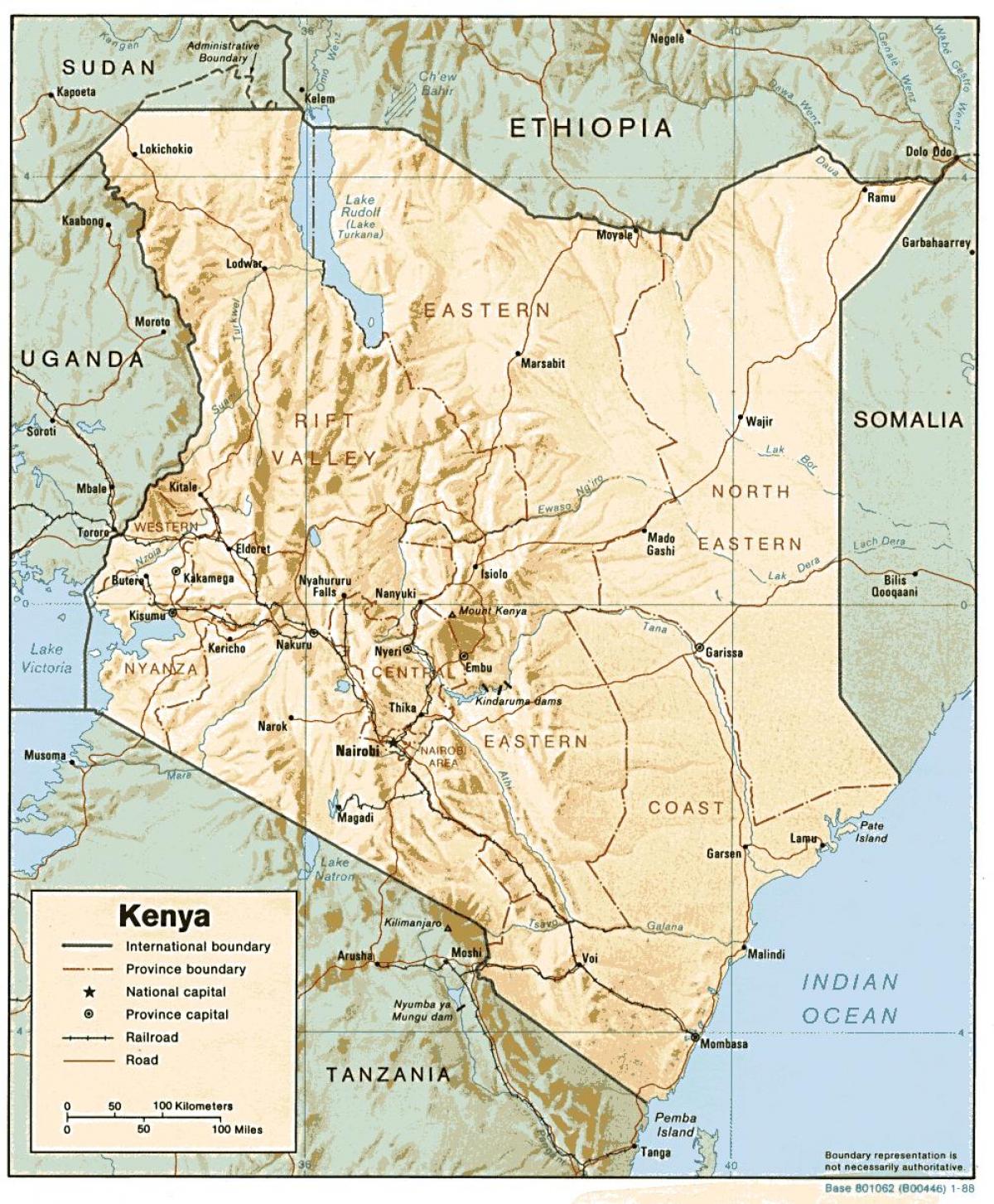 карта Кенії із зазначенням головних міст