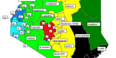 Карта з 47 округів Кенії 