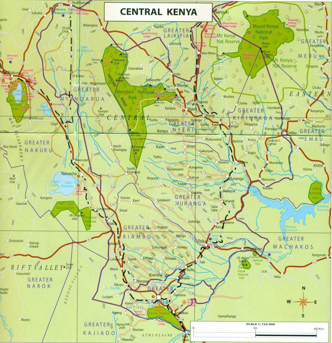 карта центральній Кенії