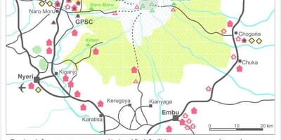 Гора Кенія на карті Африки